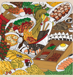 Japanese Cuisine Doodle Art