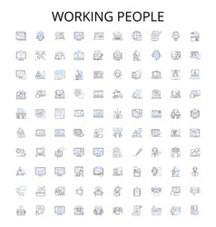 Working People Outline Icons Collection Labor