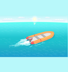 Inflatable Rescue Boat Sailing In Deep Blue Waters