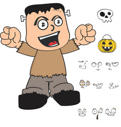 Happy Halloween Frankenstein Kid Cartoon Kawaii