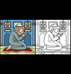 Ramadan Muslim Praying Coloring Page