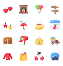 Set Of Xmas Celebration Flat Icons