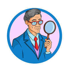 Handsome Young Man Holding Magnifying Glass