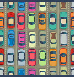 Cartoon city crossroads with cars in traffic jam Vector Image