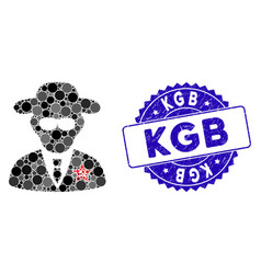 Mosaic Kgb Spy Icon With Distress Kgb Seal