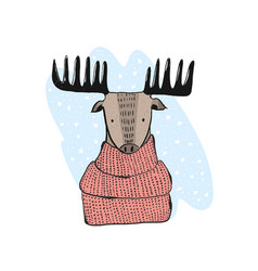 Cute Hand Drawn Of Winter Moose