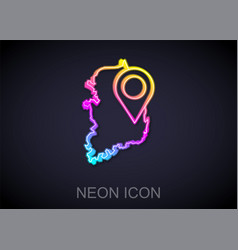 Glowing Neon Line South Korea Map Icon Isolated On