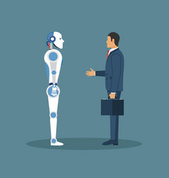 Businessman Shake Robot Hand Cooperation Concept