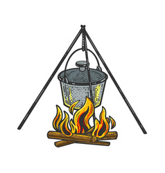 Cauldron Pot On Fire Sketch