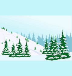 Snowy Forest And Mountain Slope