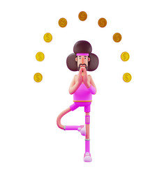 3d Athlete Cartoon Character With Yoga Poses