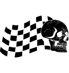 Black Silhouette Of Skull Racing Flag