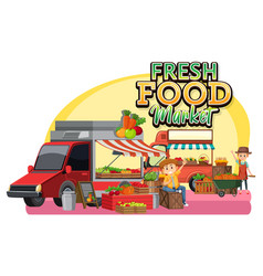 Flea Market Concept With Fresh Food Shop