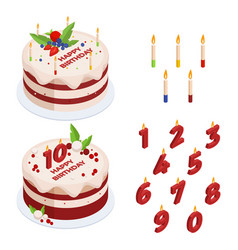 Isometric Birthday Cake With Candles Baked