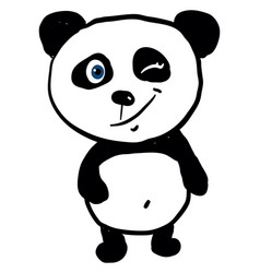 Winking Panda On White Background