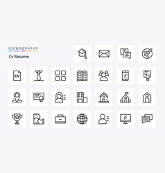 25 Cv Resume Line Icon Pack