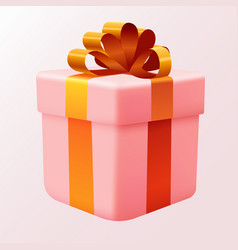 Pink Present Box With Golden Ribbon Isolated