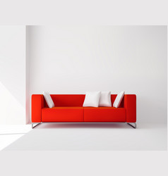 Red Sofa With White Pillows