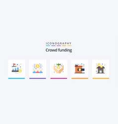 Crowdfunding Flat 5 Icon Pack Including Bank