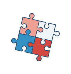 Four Interlocked Jigsaw Puzzle Pieces Isolated