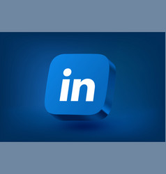 Linkedin Application 3d Icon On Blue Background