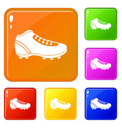 Baseball Cleat Icons Set Color