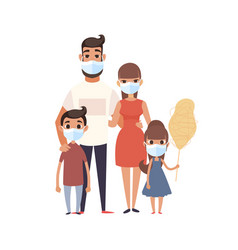 Family Wearing Face Mask Prevent Virus Covid-19