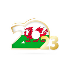 Year 2023 With Wales Flag Pattern