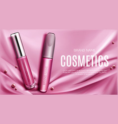 Lip Gloss And Mascara Tubes Mockup Promo Banner