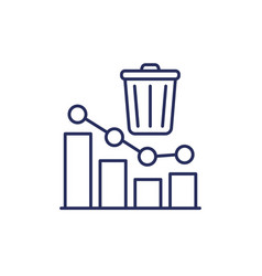 Reducing Waste Line Icon With Chart And Trash Bin