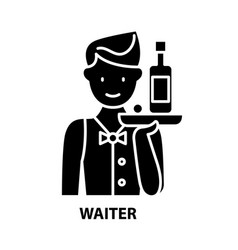 Waiter Icon Black Sign With Editable