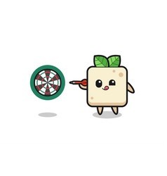 Cute Tofu Is Playing Dart