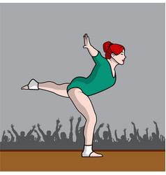 Gymnast Woman With Green Leotard And Audience