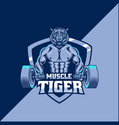 Muscle Tiger Mascot Logo Template