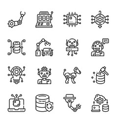 Set Of Ai Automation Outline Icons