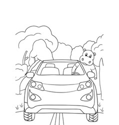 Coloring Pages - Cute Animals With Car