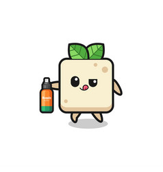 Cute Tofu Holding Mosquito Repellent