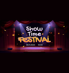 Show Time Festival Banner With Theater Stage