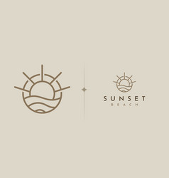 Sunset Wave Monoline Logo Template Universal