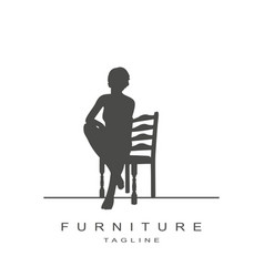 Woman Sitting On A Chair Logo Design Isolated