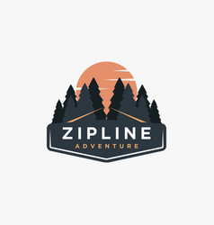 Zipline Adventure Logo Badge Emblem