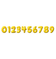 Set Of Cute Metallic Yellow 3d Numbers Icons