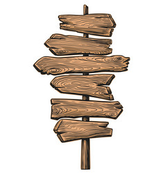 Wooden Signpost With Arrows Pointing In Different