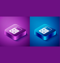 Isometric Calculator Icon Isolated On Blue