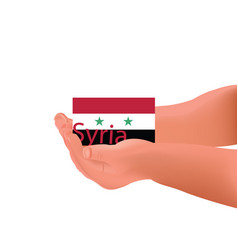 Outstretched Child Hands With Flag Of Syria