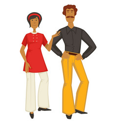 Retro Couple 70s Fashion Style Man And Woman