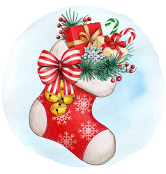 Watercolor Hand Drawn Christmas Stocking Full