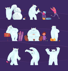 Yeti Characters Cartoon Set