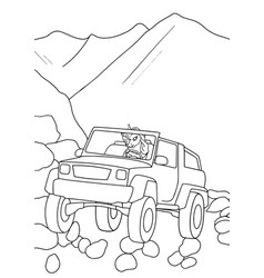 Coloring Pages - Cute Animals With Car