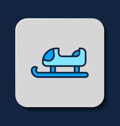 Filled Outline Sled Icon Isolated On Blue